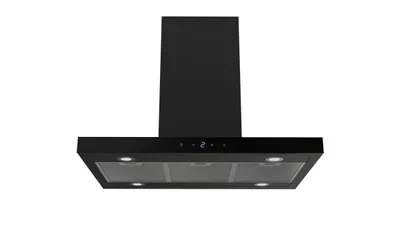 Produktbild von Respekta Inselhaube Cara, Mattschwarz mit Glasfront, 90 cm
