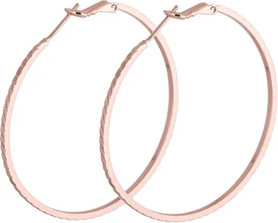 Produktbild von Damen-Ohrringe, rund, großer Kreis, große Creolen, Huggie-Loop-Ohrringe, Schmuck-Roségold
