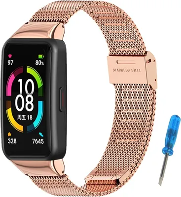 Produktbild von Ersatzarmband Edelstahl, wasserdicht, passend für Honor Band 6, Armband für Fitness Tracker