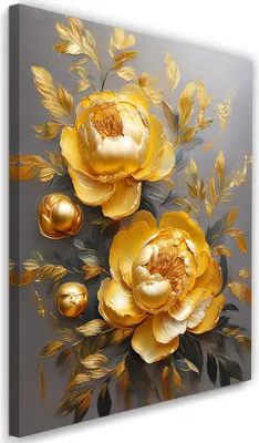 Produktbild von Leinwandbild Golden Pfingstrose Blume Glamour 60x90 Feeby Gold bild für die wand bereit zum aufhängen