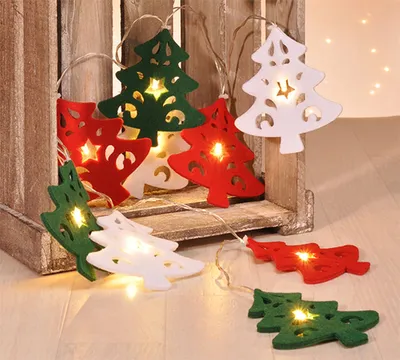 Produktbild von Lichterkette Leuchtkette mit Filztannenbäumen Weihnachten Beleuchtung Deko Kette