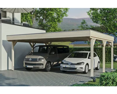 Produktbild von Doppelcarport SKAN Holz Grunewald inkl. EPDM Folie 622 x 554 cm natur