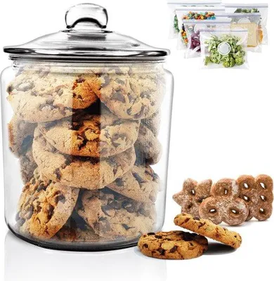 Produktbild von Glasbehälter 15er Pack, 1,25 Gallonen, groß, luftdicht, Küchenbehälter für Trockenlebensmittel.