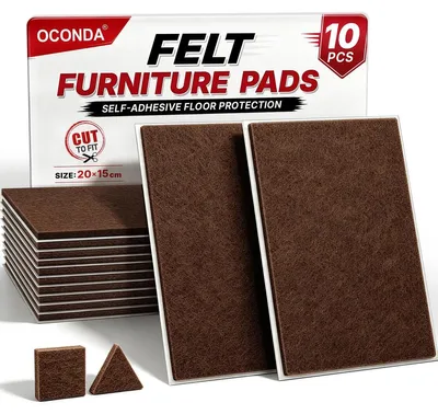 Imagen del producto de Fieltros autoadhesivos para muebles - 20 x 15 cm - 10 unidades - Protección para suelos parquet, laminado y baldosas - Recortables