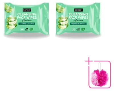Productafbeelding van 2 x Sence Aloe Vera gezichtsreinigingsdoekjes - 20 stuks - voordelijn - 2 stuks