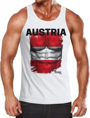 Produktbild von EM Tanktop Herren Fußball Österreich Flagge Fanshirt Waschbrettbauch MoonWorks®  XL
