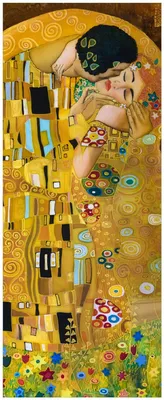 Produktbild von Wallario Memoboard Magnettafel aus Glas, Größe 32 x 80 cm, Motiv Der Kuss von Klimt