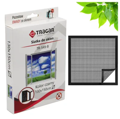 Zdjęcie produktu dla Siatka do Okien 130x150cm Czarna Moskitiera na Insekty Owady z Rzepem