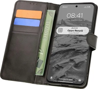Produktbild von Bizon Case Pocket Flip Case für Oppo Reno 12, Schwarz