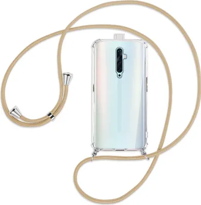 Produktbild von Handykette Backcover-Schutzhülle mit Band (Metall silberfarben) für Oppo Reno2 Z / Reno2 F - caramel