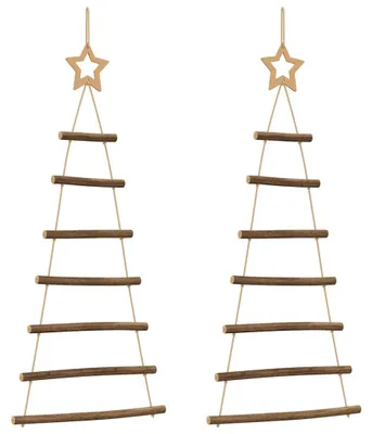 Obrázek produktu pro vidaXL Závěsné vánoční stromky s krajkovými hvězdami 2 ks 42x90 cm přírodní větev
