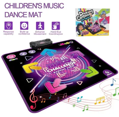 Produktbild von Faltbare Tanzmatte für Kinder, 5-Tasten-Musikmatte, 9 Lieder, 4 Spielmodi, rutschfeste Spielmatte, 90 × 99 cm