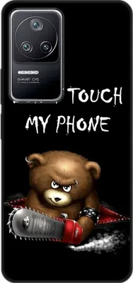 Produktbild von König Design Hülle kompatibel mit Xiaomi Poco F4 Kunststoff Soft Handyhülle - Handy Case Dont Touch My Phone Bär Schwarz