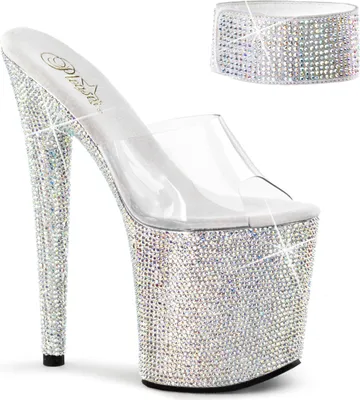 Produktbild von BEJEWELED-812RS Damen Slipper von Pleaser, Transparent Silber , EU 41, US 11