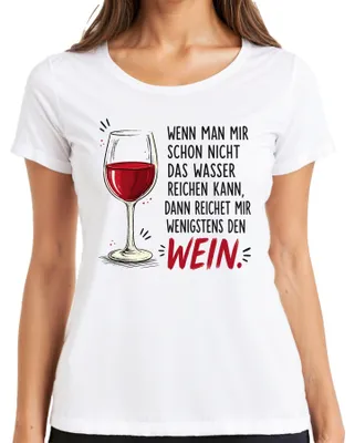 Zdjęcie produktu dla Koszulka damska "Wino", napis "Lustig" (zabawny), biała, rozmiar S