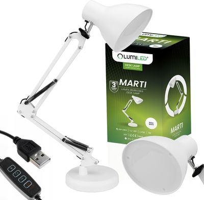 LUMILED LED 7W Schreibtischlampe Schwenkarm Büro Tischlampe Bürolampe Helligkeit Einstellbare Farbwechsel USB Verstellbarer Arm Arbeitsleuchte Nachttischlampe Arbeitszimmer Klemme