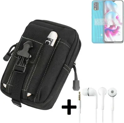 Produktbild von K-S-Trade Gürteltache + Kopfhörer kompatibel mit BLU C7x Gürtel Tasche Holster Schutz Hülle Handy Hülle  schwarz inkl. Extrafächer