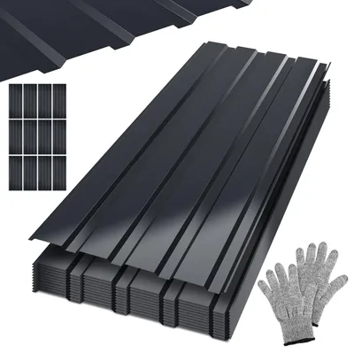 Zdjęcie produktu dla Ikodm 12 szt. blachy trapezowej 115 cm x 45 cm = 6 m² blachy dachowej do szopy na narzędzia/wiata garażowa, zielona, ocynkowana, blacha profilowana, blacha ścienna, blacha dachowa, blacha falista, płyty dachowe