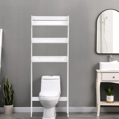 Produktbild von Happy Home Toilettenregal Waschmaschinenregal Ablageflächen Badezimmerregal 3 Ebenen Toilettenregal platzsparend Badezimmer Weiß