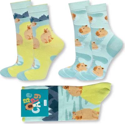 Produktbild von 2 Paar lustige Damen-Baumwollsocken KAPIBARA, Größe 35-40, von SOXO, ein Geschenk für eine Frau zum Geburtstag
