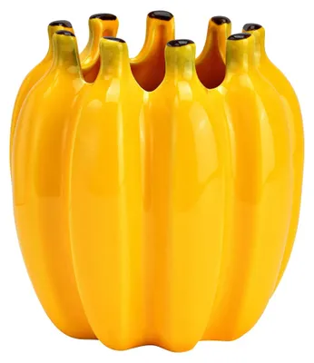 Produktbild von Bananenvase Keramik Gelb glänzend Deko Vase modern 14x14x15 cm