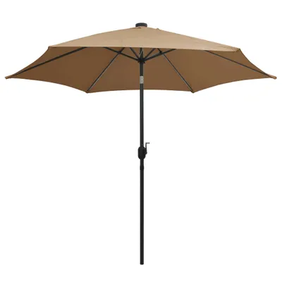 Image de vidaXL Parasol avec éclairage LED et mât en aluminium 300 cm Taupe