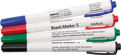 Produktbild von MAUL Boardmarker Finepoint-Rundspitze 1,5-2,0 mm 4 Stück rot grün blau schwarz