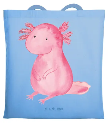 Produktbild von Mr. & Mrs. Panda Schultasche Axolotl Niedlich - Sky Blue - Geschenk, Jutetasche, Lebensweisheit, Liebe, Fröhlich, Freundin, Tote Bag, Weisheit, Stoffbeutel, Tasche