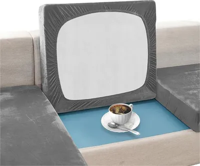 Produktbild von Elastischer Velours-Sitzkissenbezug für Sofa 150–190 cm in Dunkelgrau – Schonbezug