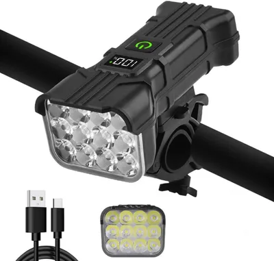 Zdjęcie produktu dla Lampa rowerowa, ładowana przez USB, przednia, do rowerów górskich, wodoodporna, z czasem pracy 2-8 godzin i reflektorem z 5 trybami