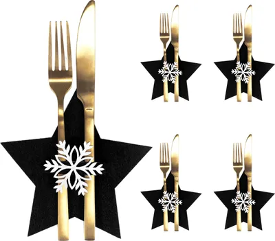 Produktbild von Tutumi Weihnachtsbesteckkasten 4 Stück schwarzer Stern