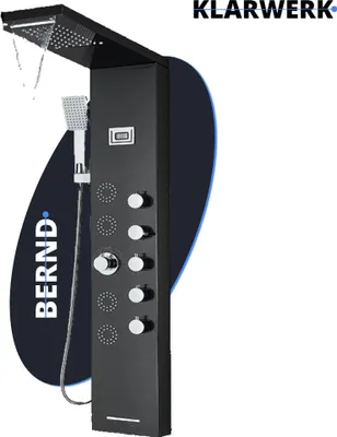 Immagine prodotto di KLARWERK® BERND | Pannello doccia in acciaio inossidabile nero con soffione e doccetta | Colonna doccia con soffione massaggiante | Sistema doccia con miscelatore a pioggia