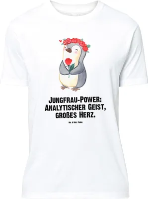 Produktbild von Mr. & Mrs. Panda Größe L T-Shirt Jungfrau Astrologie - Weiß - Geschenk, Geburtstagsgeschenk, mit Spruch, Sternzeichen, Tierkreiszeichen, Geschenke für Frauen, Shirt
