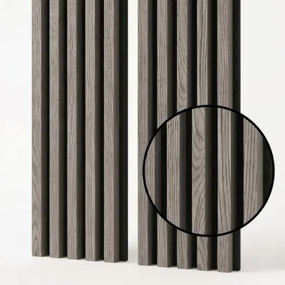 Produktbild von MEBANO. Akustikpaneele Holz 240 x 53 cm, Farbe: Lärche grau Wandpaneele, Holzpaneele Wand, Moderne Lamellenwand auf Filz, MDF Wandverkleidung