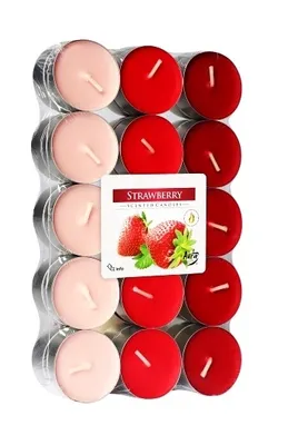 A package of strawberry-scented tea lights.