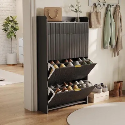Obrázek produktu pro Botník – botník Kast – pořádek v domácnosti – minimalistický design – 80 x 24 x 110 cm – černý