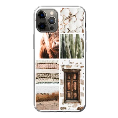 Produktbild von MuchoWow® Handyhülle Schutzhülle Hülle für iPhone 13 Pro Schottischer Highlander - Collage - Kaktus Silikon Softcase Handy Hülle - Handy-Tasche