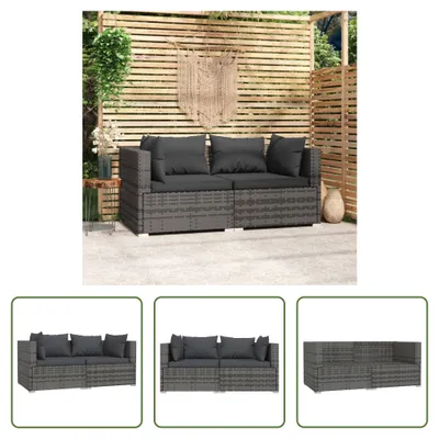 Image de Canapé 2 places "The Living Store" avec coussins, gris, en polyrotin