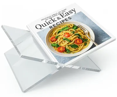 Imagen del producto de Soporte para libros de acrílico transparente: sujetalibros multifuncional para libros de cocina y revistas