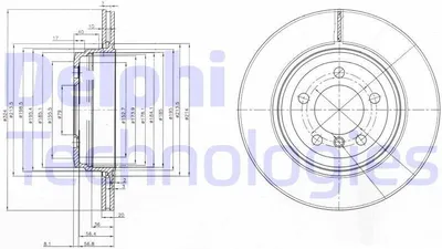 Image de 2x DELPHI disque de frein BG3787 pour BMW 7 (E65 E66 E67) 67mm 324mm