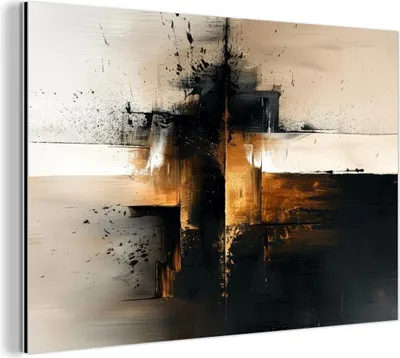Produktbild von MuchoWow Wanddekoration Metall Metallbild Wandkunst 120x80 cm Modern - Schwarz - Farbe - Gold MuchoWow Aluminium Gemälde - Alu Bild