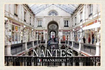 Produktbild von vianmo Holzschild 12x18 cm Nantes Frankreich Passage Pommeraye