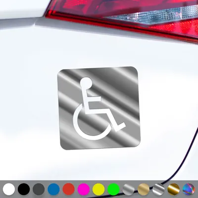 Produktbild von PantherPixel Rollstuhl Aufkleber Behindert Hinweis Rollstuhlfahrer Sticker Auto Geschenkidee Farbe Chrom-Silber