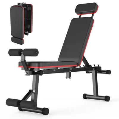 Image de Banc d'exercice réglable et pliable - Capacité de charge de 300 kg - Dimensions : 117 x 33 x 120 cm