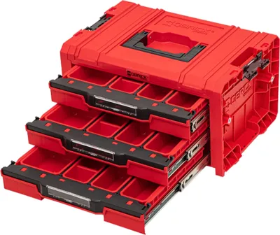 Obrázek produktu pro Qbrick System PRO Drawer 3 Toolbox 2.0 Expert RED ULTRA HD Toolbox 450 x 310 x 244 mm 13,5 l stohovatelný IP54 se 3 zásuvkami