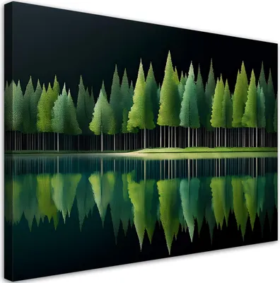 Produktbild von Leinwandbild Grüner Wald See Natur 100x70 Feeby Grün bild für die wand bereit zum aufhängen