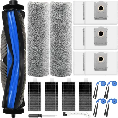 Produktbild von 19 Stück Zubehörset für Ecovacs Deebot X9 Pro Omni/X11 Pro Omni/T80s omni Saugroboter,1 Hauptbürste,2 Wischwalzen,6 Staubbeutel,4 HEPA-Filter,4 Seitenbürsten,1 Reinigungsbürste,1 Schraubendreher
