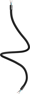 Image de Kit Creative-Cables Creative Flex : rallonge flexible (90 cm de long, Ø 10 mm) – Gaine en tissu RM04 noir et finitions noires – Avec embouts métalliques et accessoires