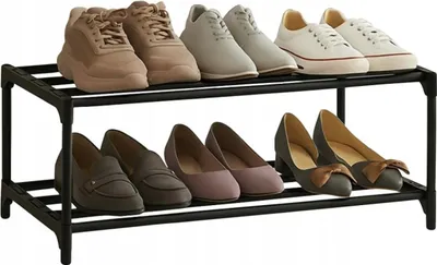 Produktbild von Schuhschrank - Schuhregal - Regal - Organizer - 2 Ebenen - Stabil - Schwarz