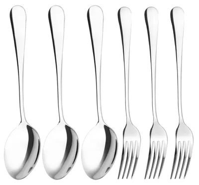 Tafellöffel- und Gabel-Set, 6-tlg., Edelstahl, 20,4 cm, spiegelpoliert